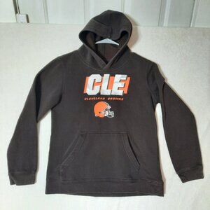YOUTH CLEVELAND BROWNS NFL Pullover Sweatshirt Hoodie Big Front Spell Out Logo